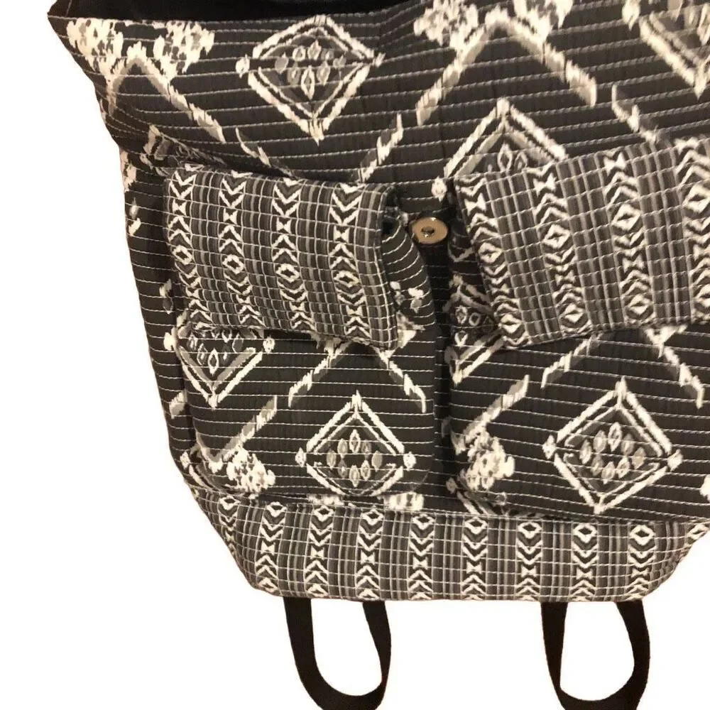 No Boundaries Boho Quilted Backpack Front Snap Pockets Inner Drawstring Closure